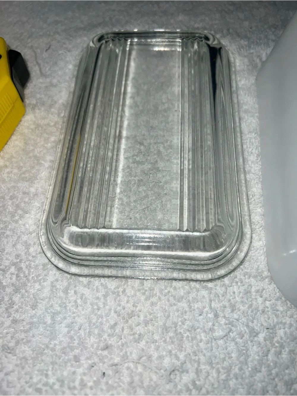 Pyrex Gooseberry Pink 502 Refrigerator dish glass lid-few black marks+ no issues